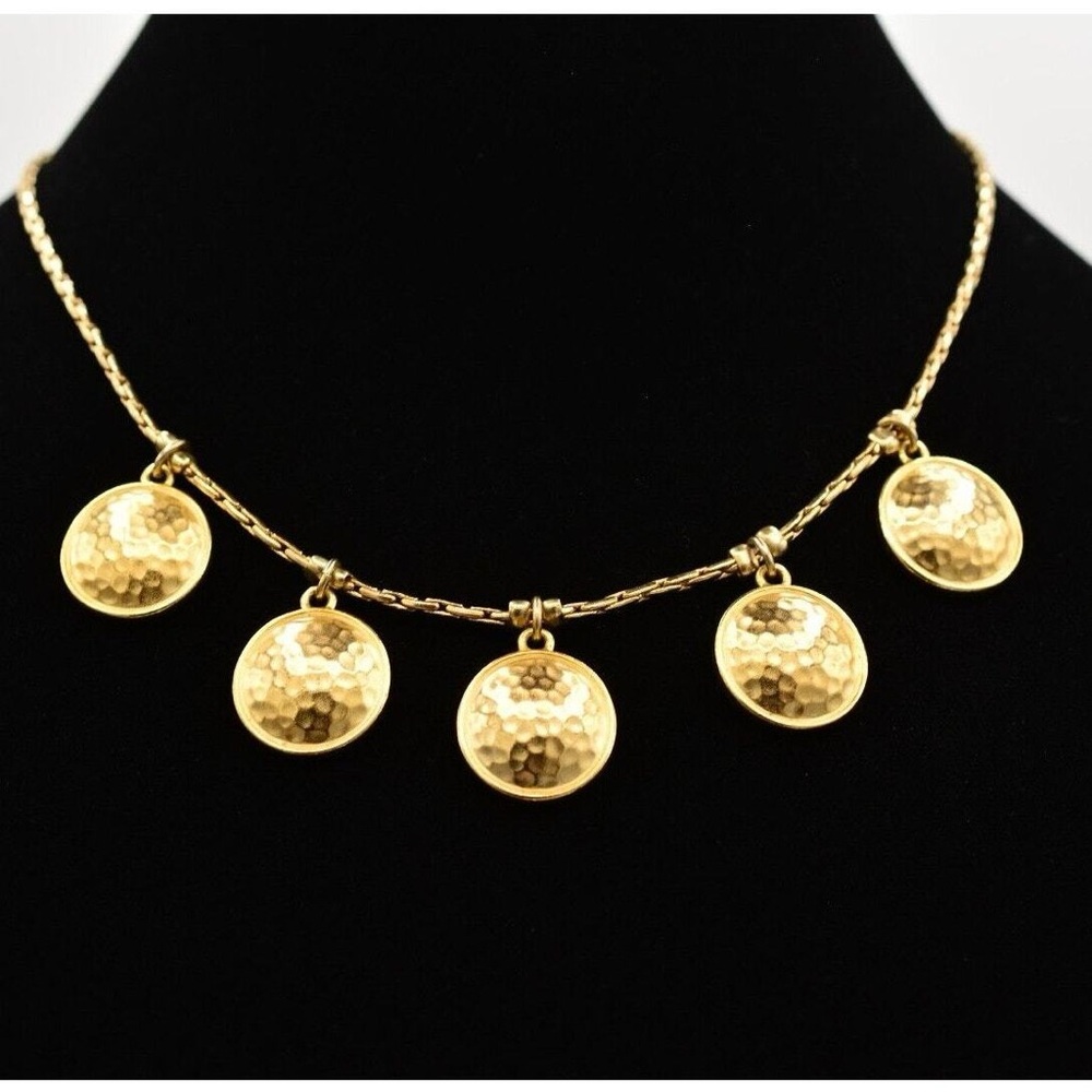 Vintage Napier Disk Coin Gold Tone Necklace 18in